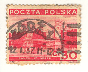 Postage stamp with image of Mir Castle